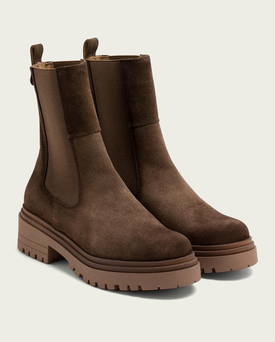 Porronet BOTINES DE SERRAJE MOKA CON ELÁSTICOS FLEUR