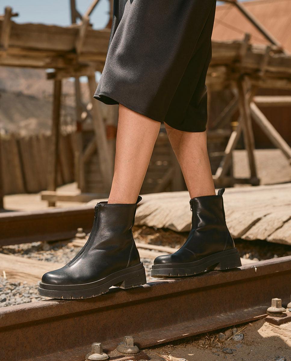 Porronet BOTINES TRACK NEGROS PIEL CON CREMALLERA NALA