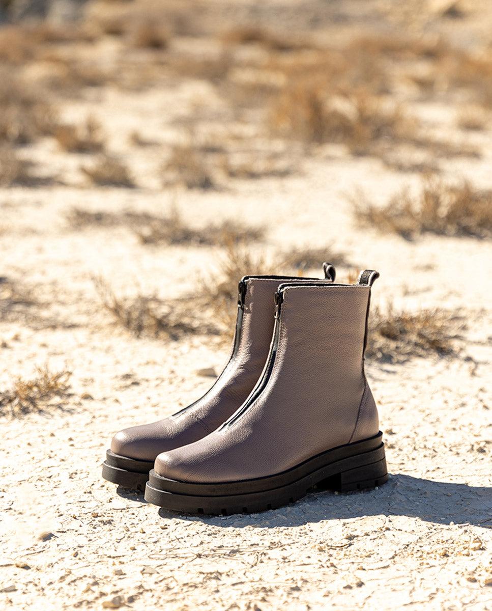 Porronet BOTINES TRACK PIEL GRIS CON CREMALLERA NALA