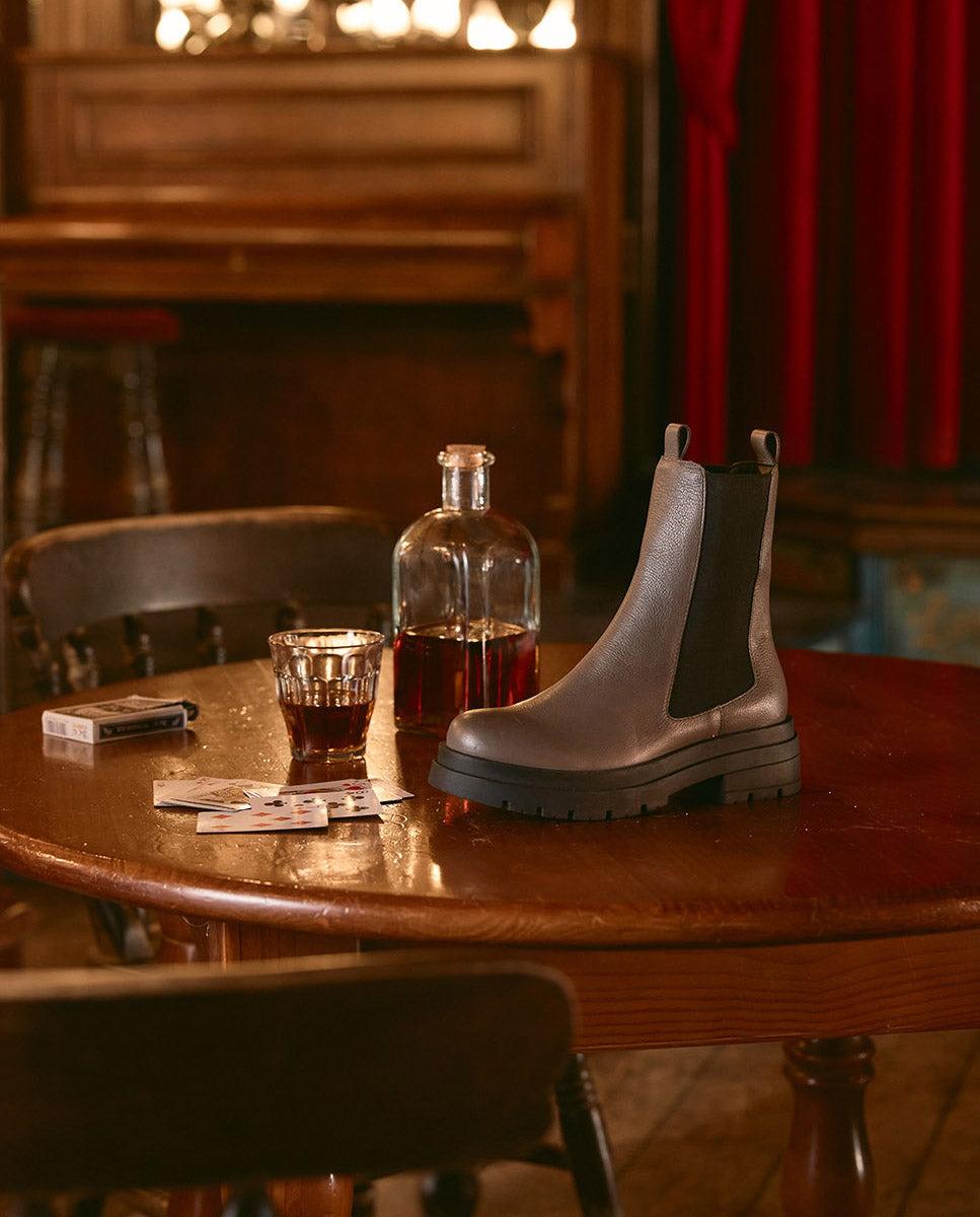 porronet BOTINES TRACK PIEL GRIS CON ELÁSTICOS NAÍN