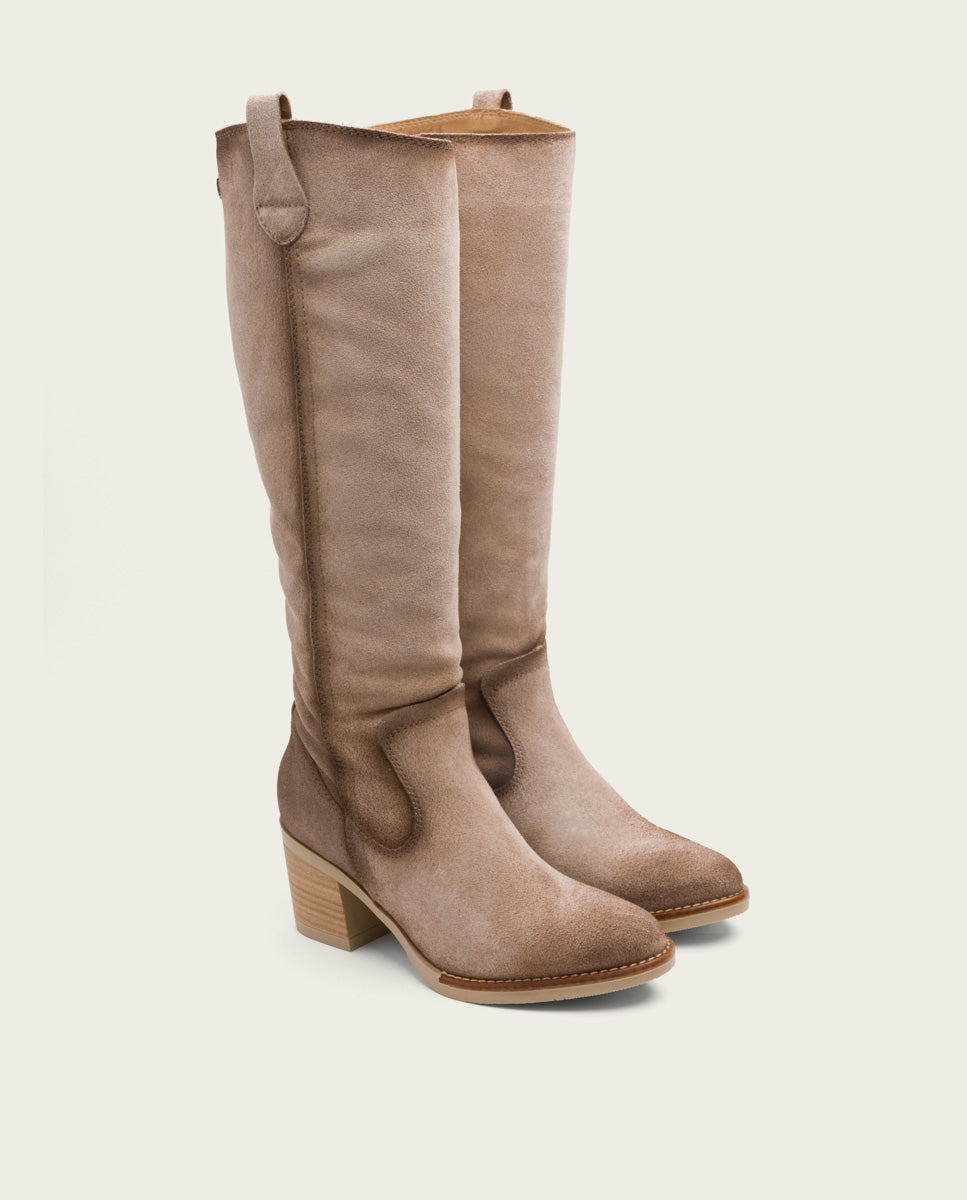 Porronet BOTAS DE PIEL ARENA CON CREMALLERA JIMAE