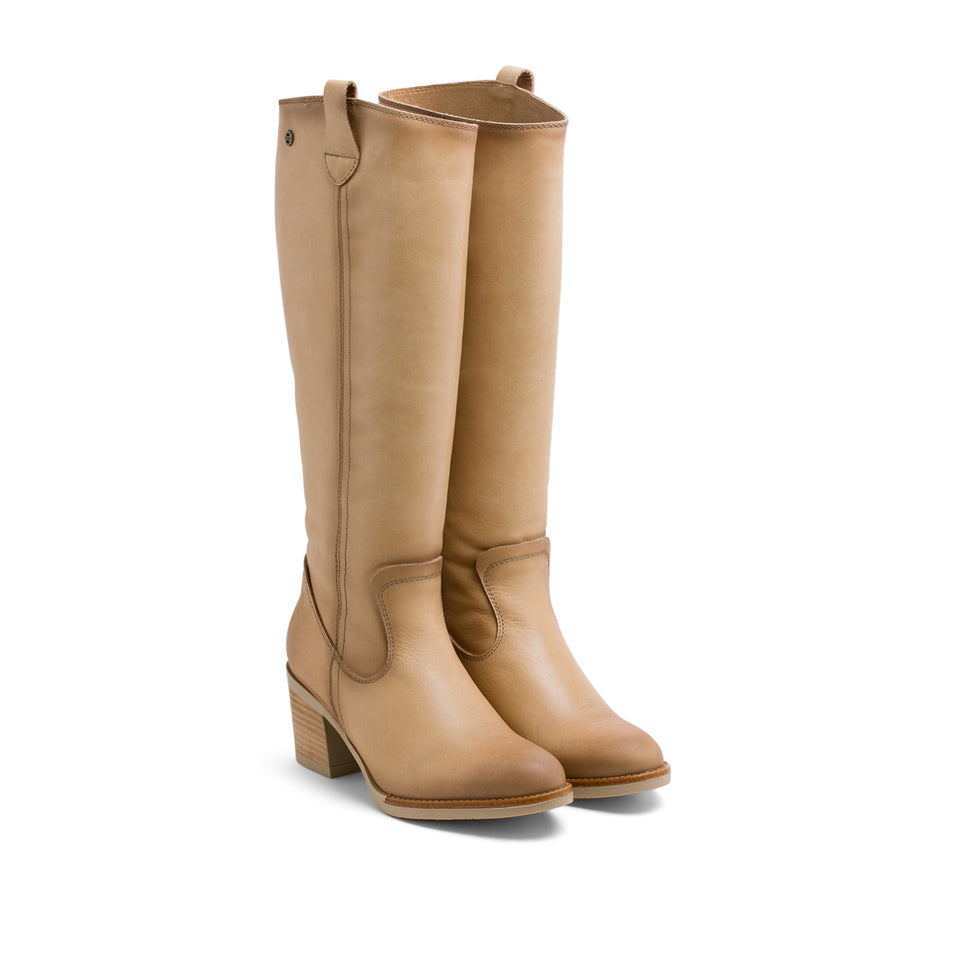Porronet BOTAS DE PIEL CAMEL CON CREMALLERA JEMMA