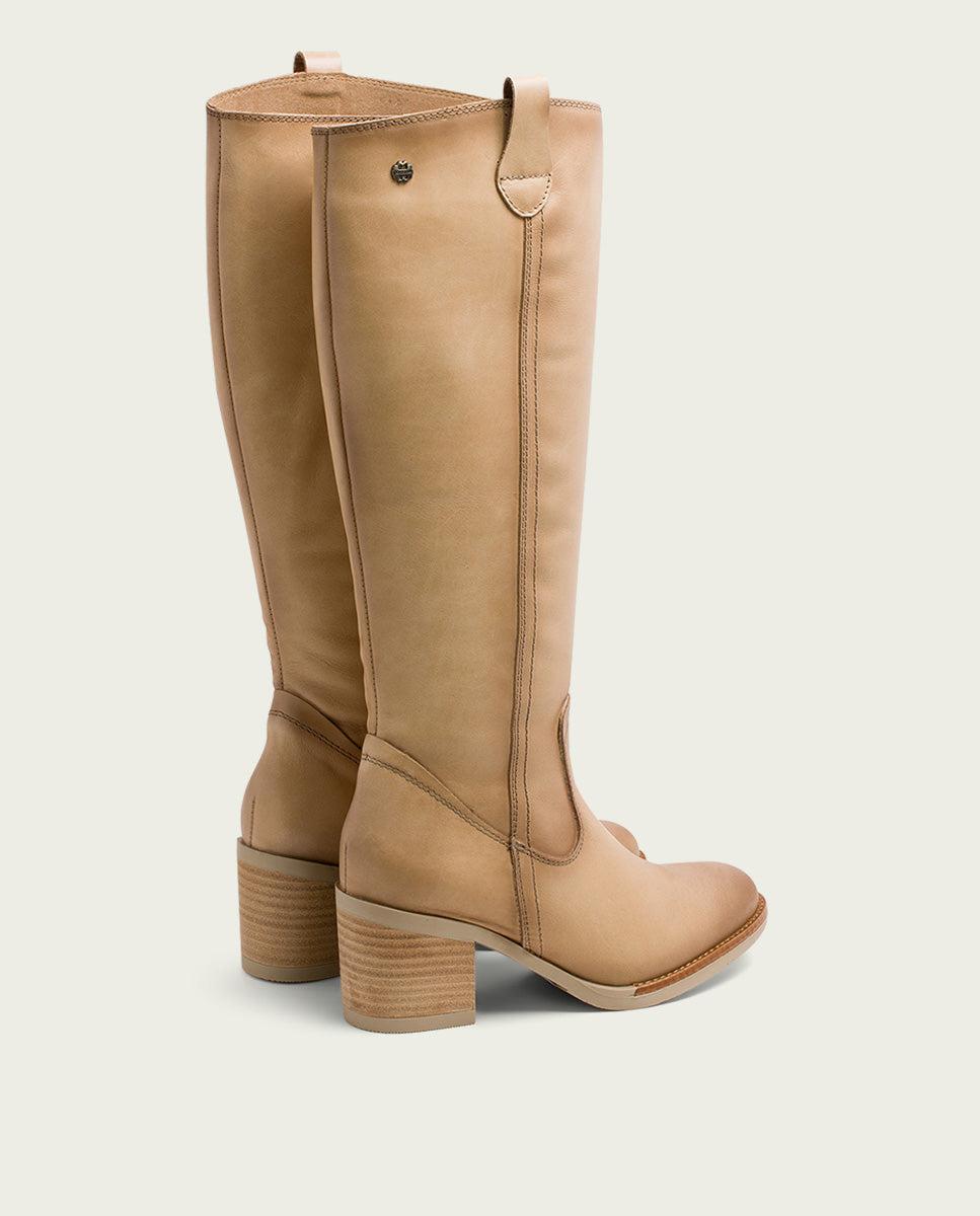 Porronet BOTAS DE PIEL CAMEL CON CREMALLERA JEMMA