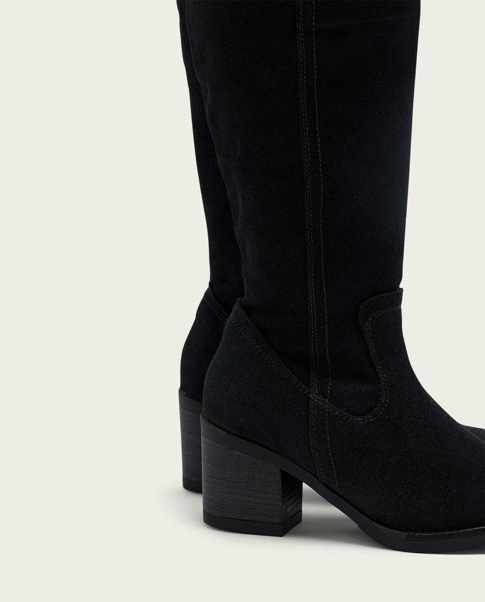 Porronet BOTAS DE PIEL CARBÓN CON CREMALLERA JIMAE