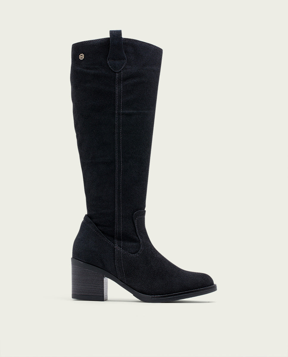 porronet BOTAS DE PIEL CARBÓN CON CREMALLERA JIMAE