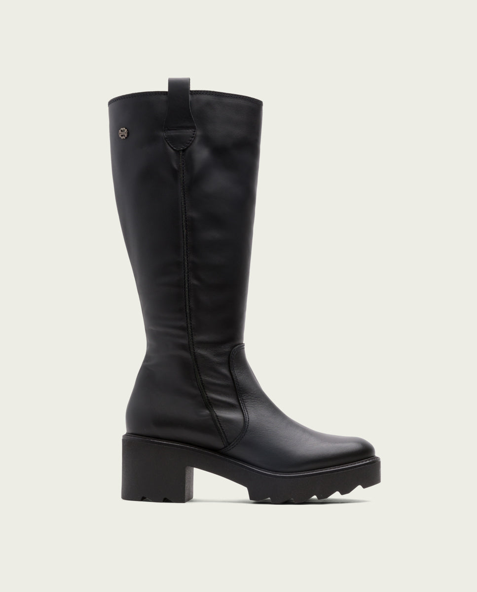 porronet BOTAS DE PIEL CON CREMALLERA NEGRA MAYRA
