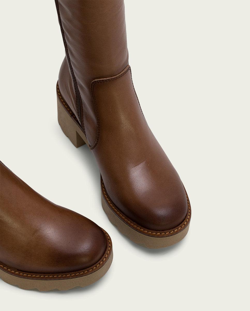 Porronet BOTAS DE PIEL CON CREMALLERA TAUPE MAYRA