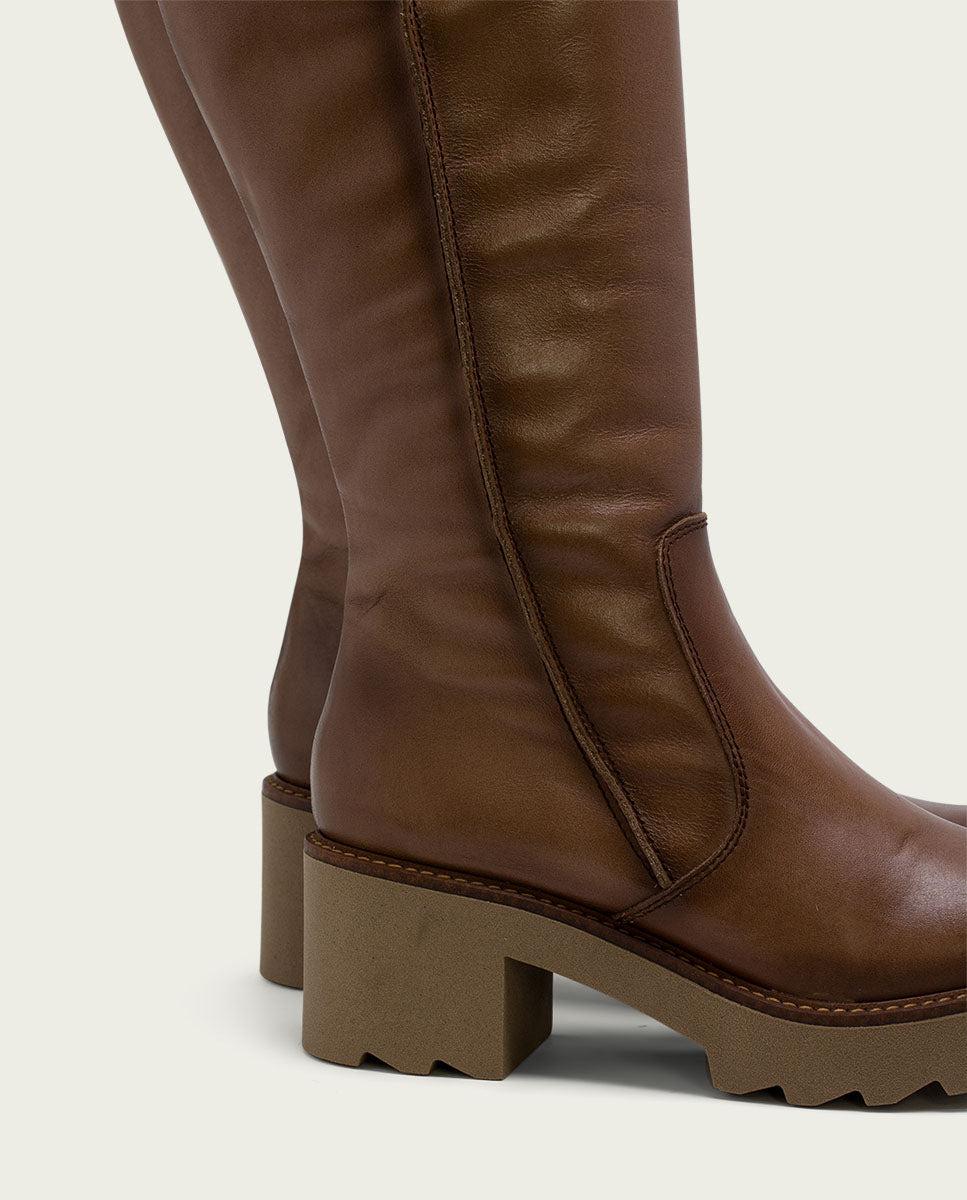Porronet BOTAS DE PIEL CON CREMALLERA TAUPE MAYRA