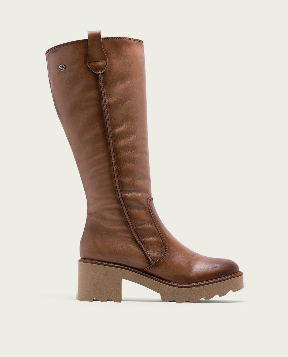 porronet BOTAS DE PIEL CON CREMALLERA TAUPE MAYRA