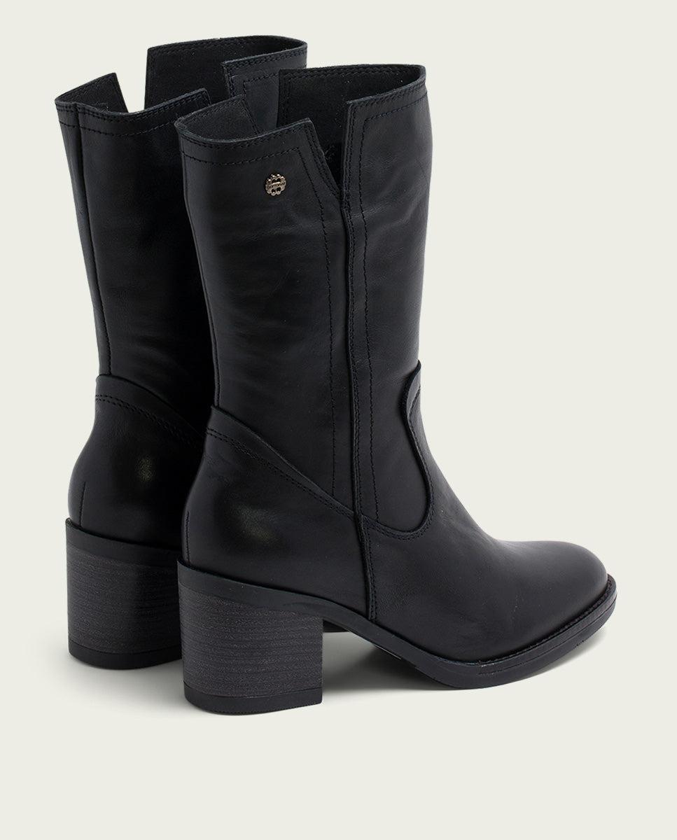 Porronet BOTAS DE PIEL NEGRA CON CREMALLERA JANIA