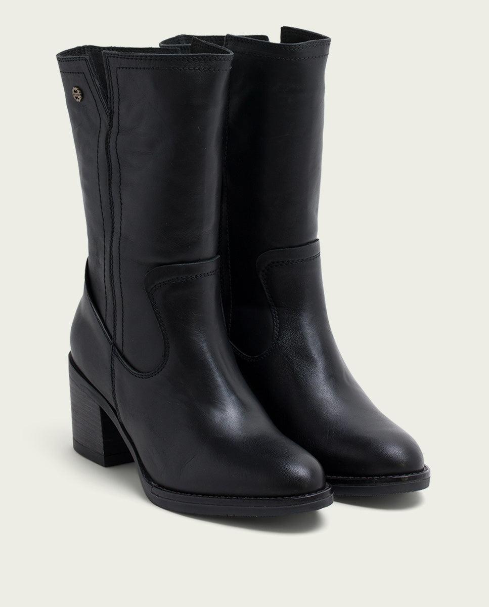 Porronet BOTAS DE PIEL NEGRA CON CREMALLERA JANIA