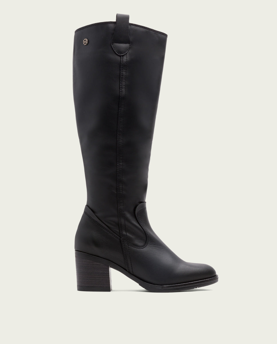 Porronet BOTAS DE PIEL NEGRA CON CREMALLERA JEMMA