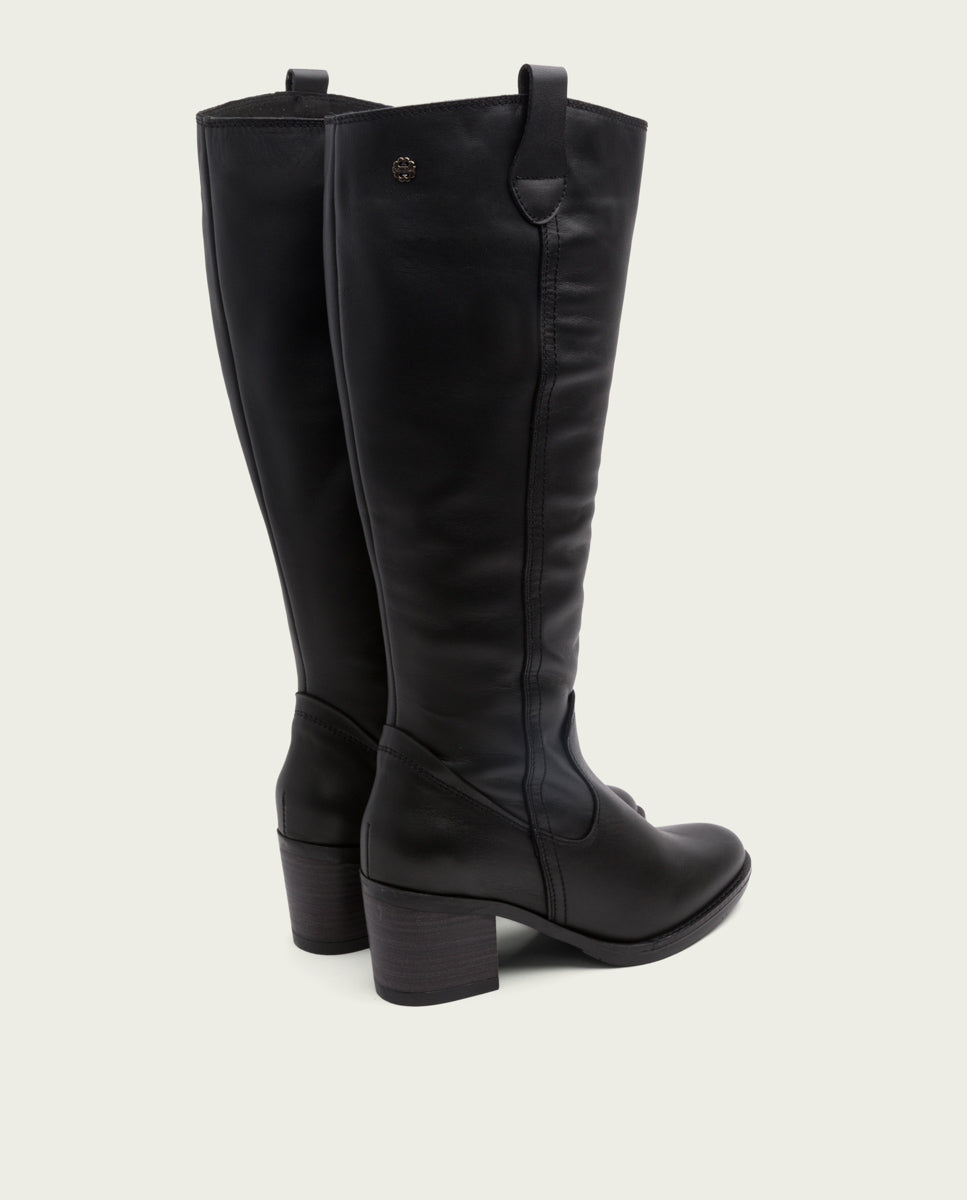 Porronet BOTAS DE PIEL NEGRA CON CREMALLERA JEMMA