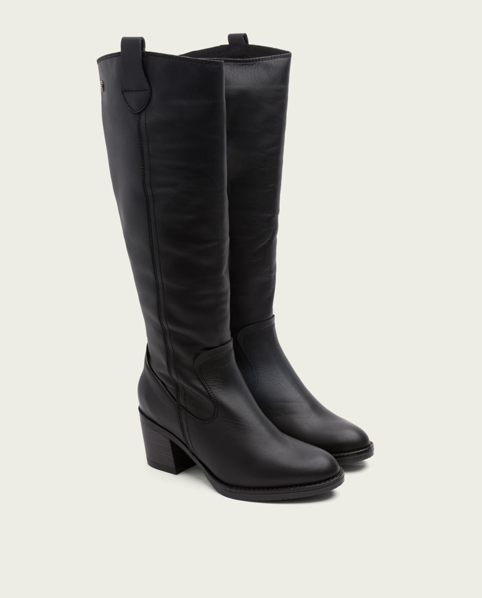 porronet BOTAS DE PIEL NEGRA CON CREMALLERA JEMMA
