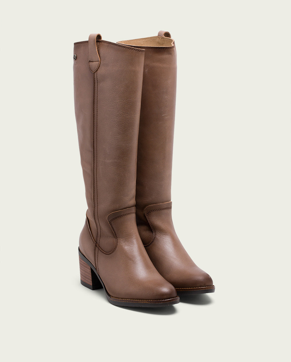 Porronet BOTAS DE PIEL TAUPE CON CREMALLERA JEMMA