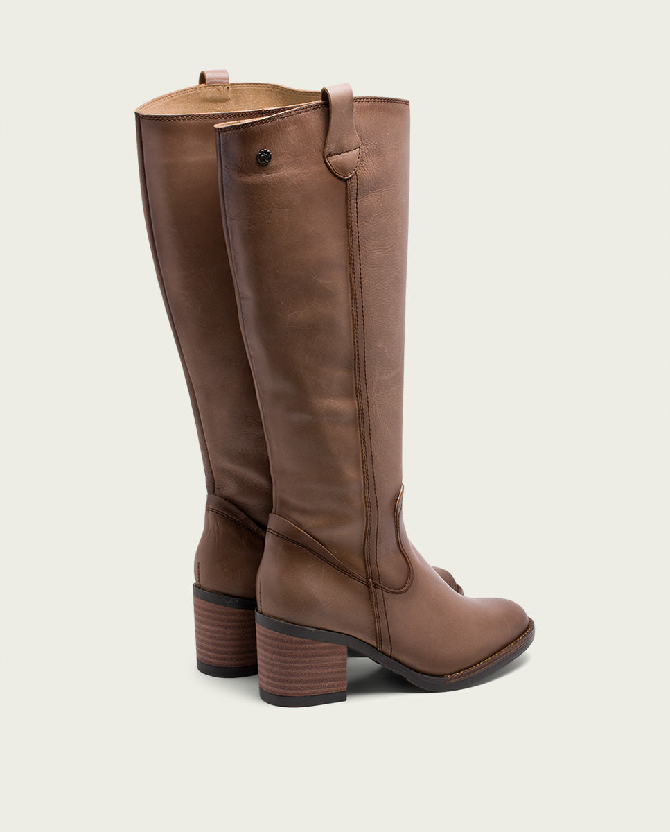 Porronet BOTAS DE PIEL TAUPE CON CREMALLERA JEMMA