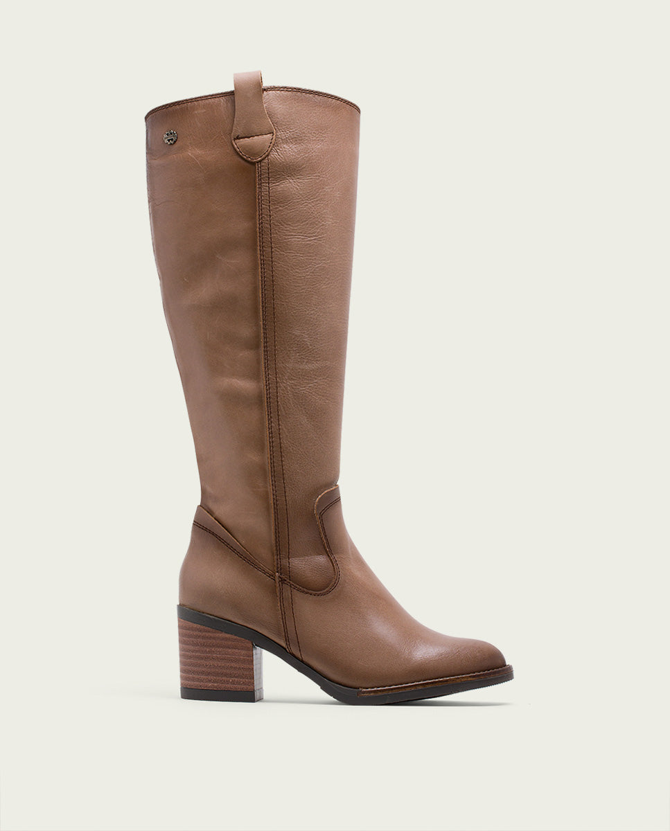 porronet BOTAS DE PIEL TAUPE CON CREMALLERA JEMMA