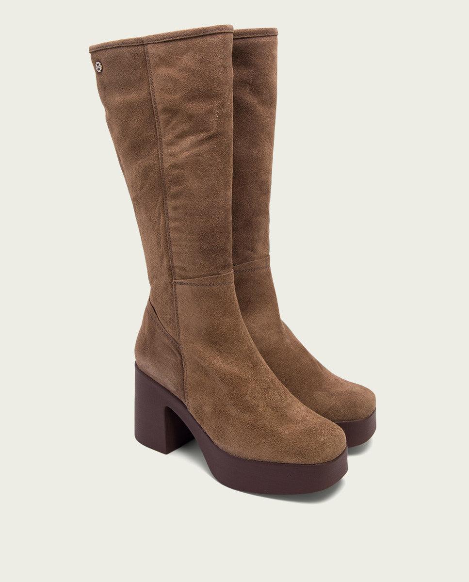 Porronet BOTAS DE TACÓN MOKA CON CREMALLERA LARISA