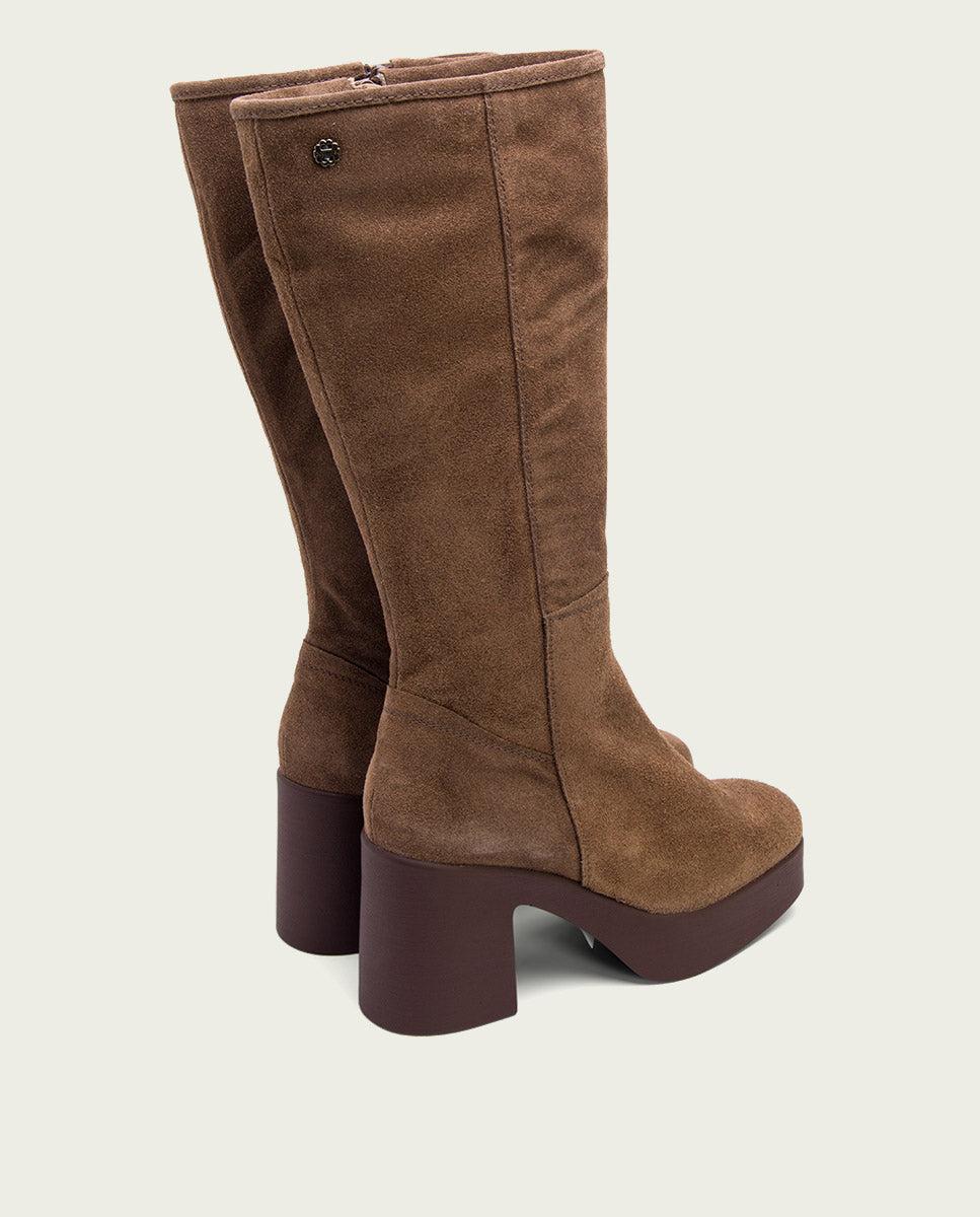 Porronet BOTAS DE TACÓN MOKA CON CREMALLERA LARISA