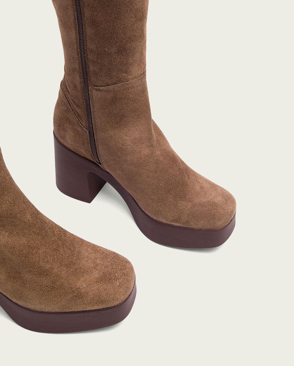 Porronet BOTAS DE TACÓN MOKA CON CREMALLERA LARISA