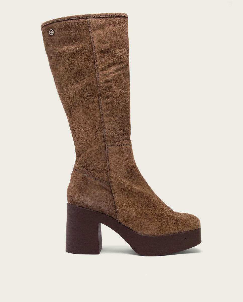 porronet BOTAS DE TACÓN MOKA CON CREMALLERA LARISA