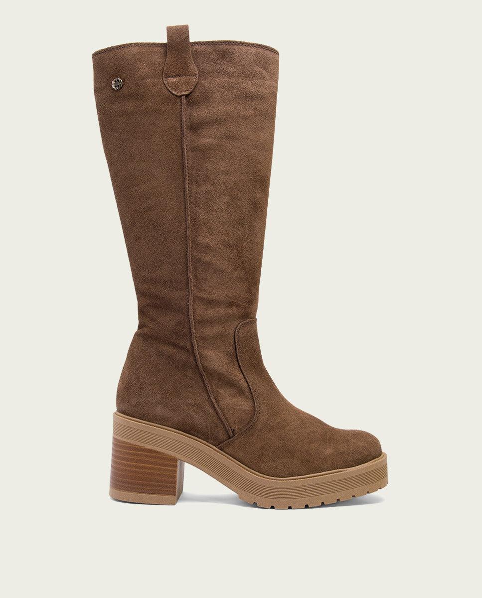 porronet BOTAS DE TACÓN MOKA CON CREMALLERA ROXANA
