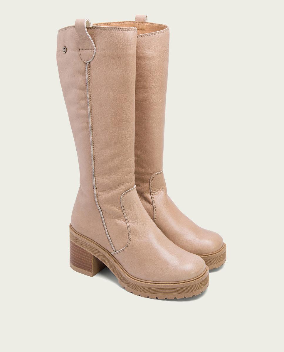 Porronet BOTAS DE TACÓN TAUPE CON CREMALLERA RIVA