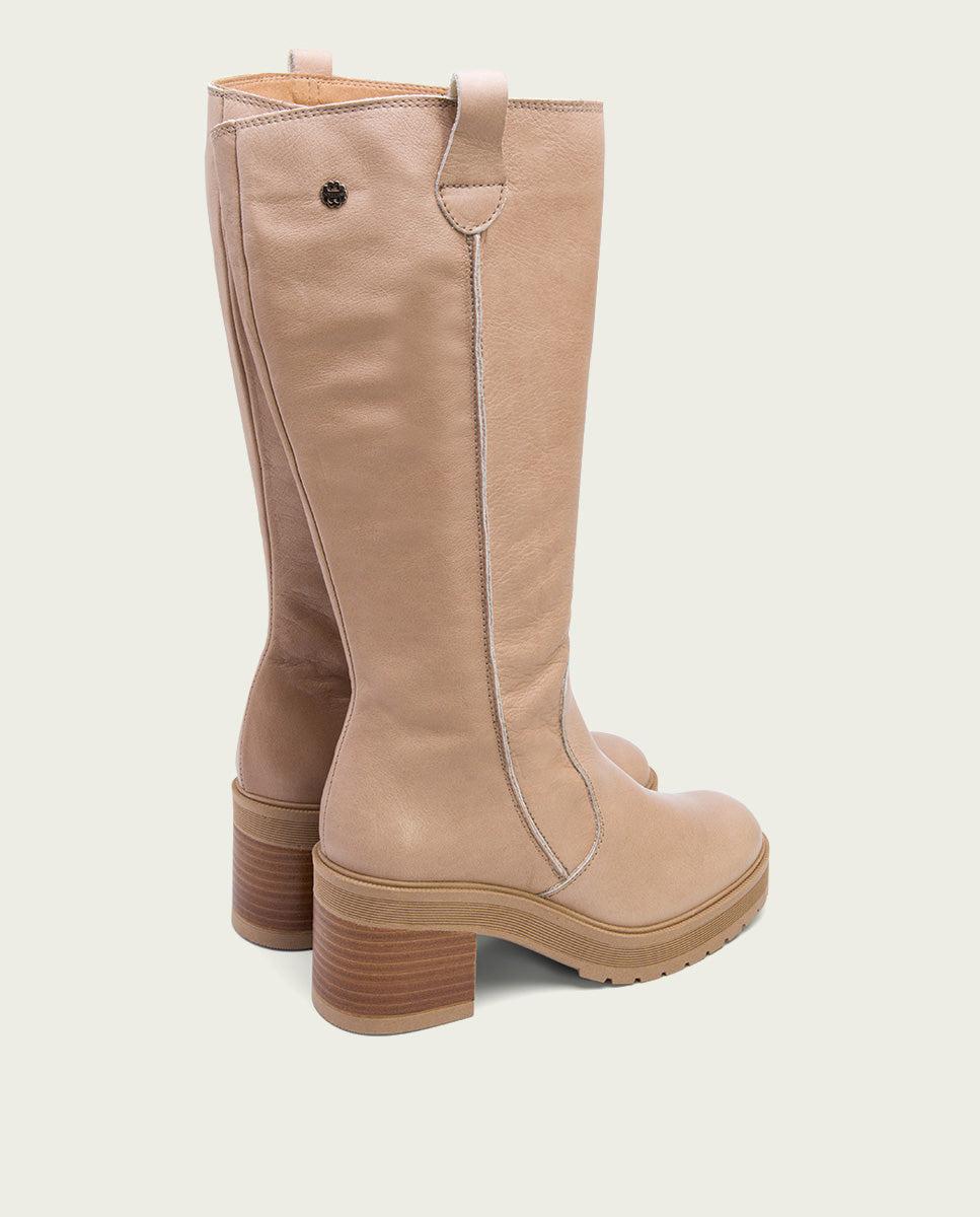 Porronet BOTAS DE TACÓN TAUPE CON CREMALLERA RIVA