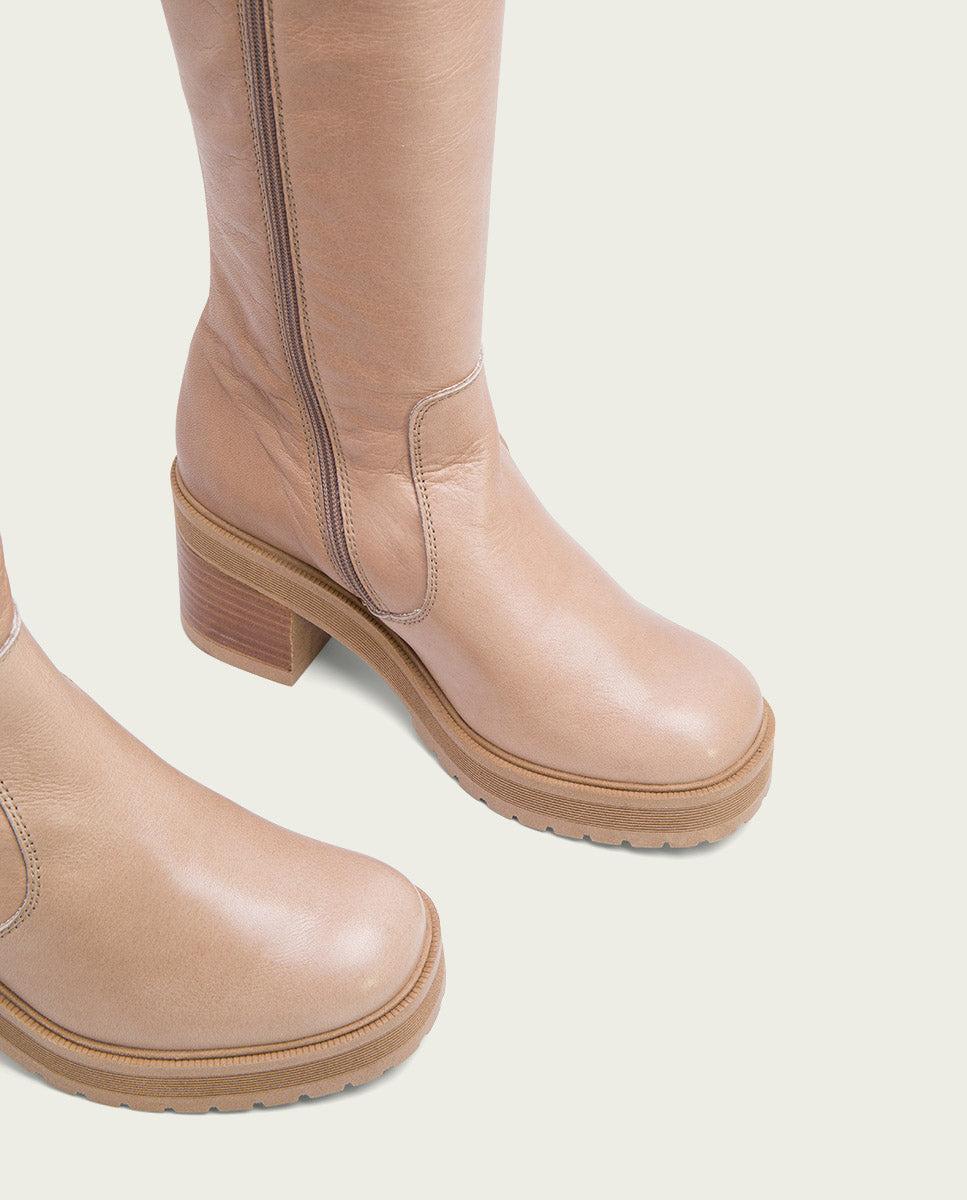 Porronet BOTAS DE TACÓN TAUPE CON CREMALLERA RIVA