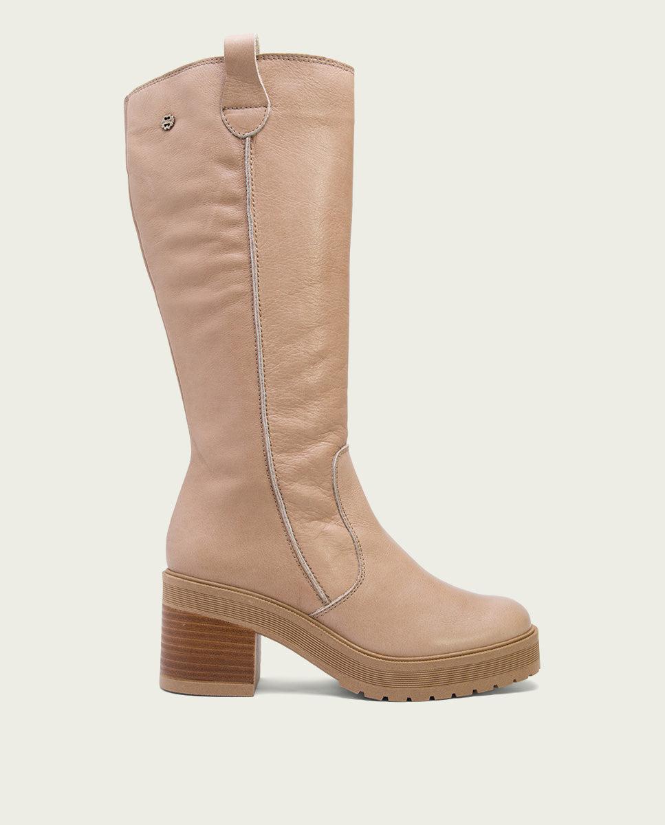 porronet BOTAS DE TACÓN TAUPE CON CREMALLERA RIVA