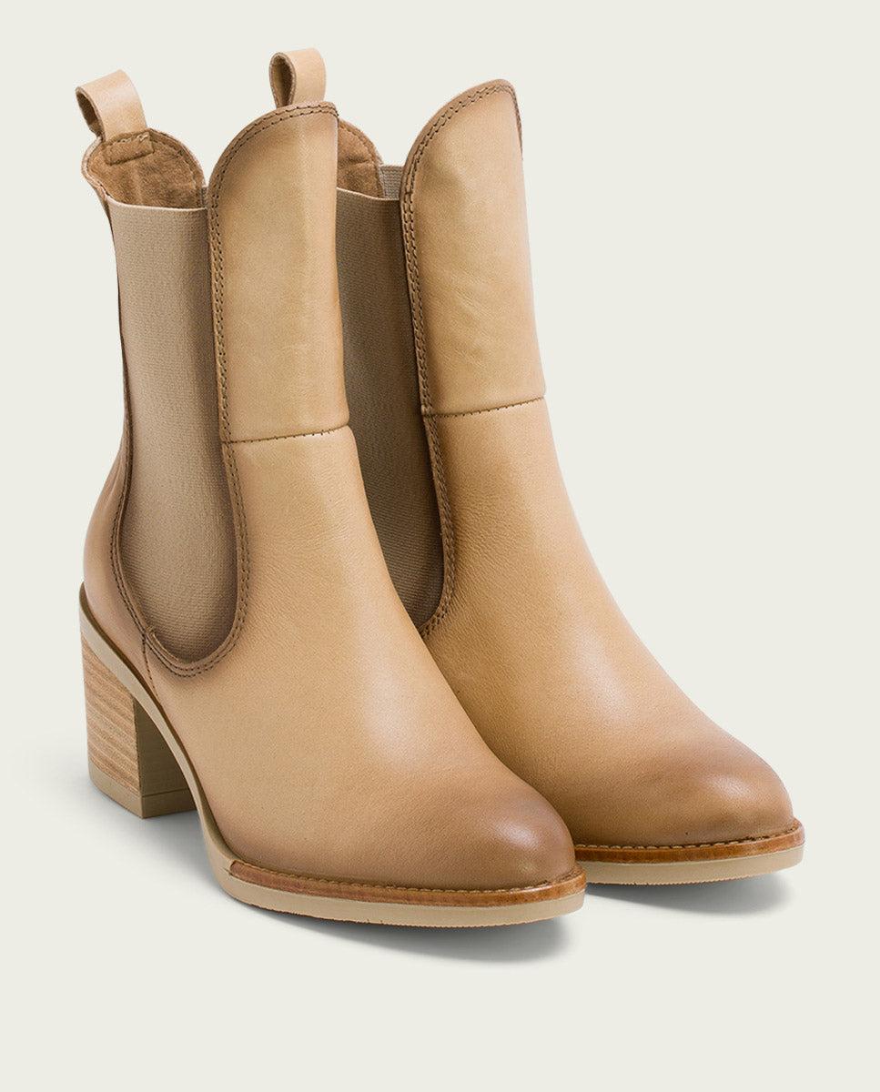 Porronet BOTINES DE PIEL CAMEL CON ELÁSTICOS JOY