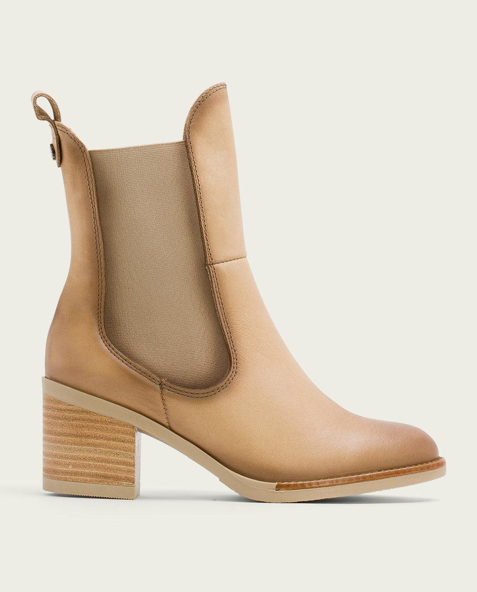 porronet BOTINES DE PIEL CAMEL CON ELÁSTICOS JOY