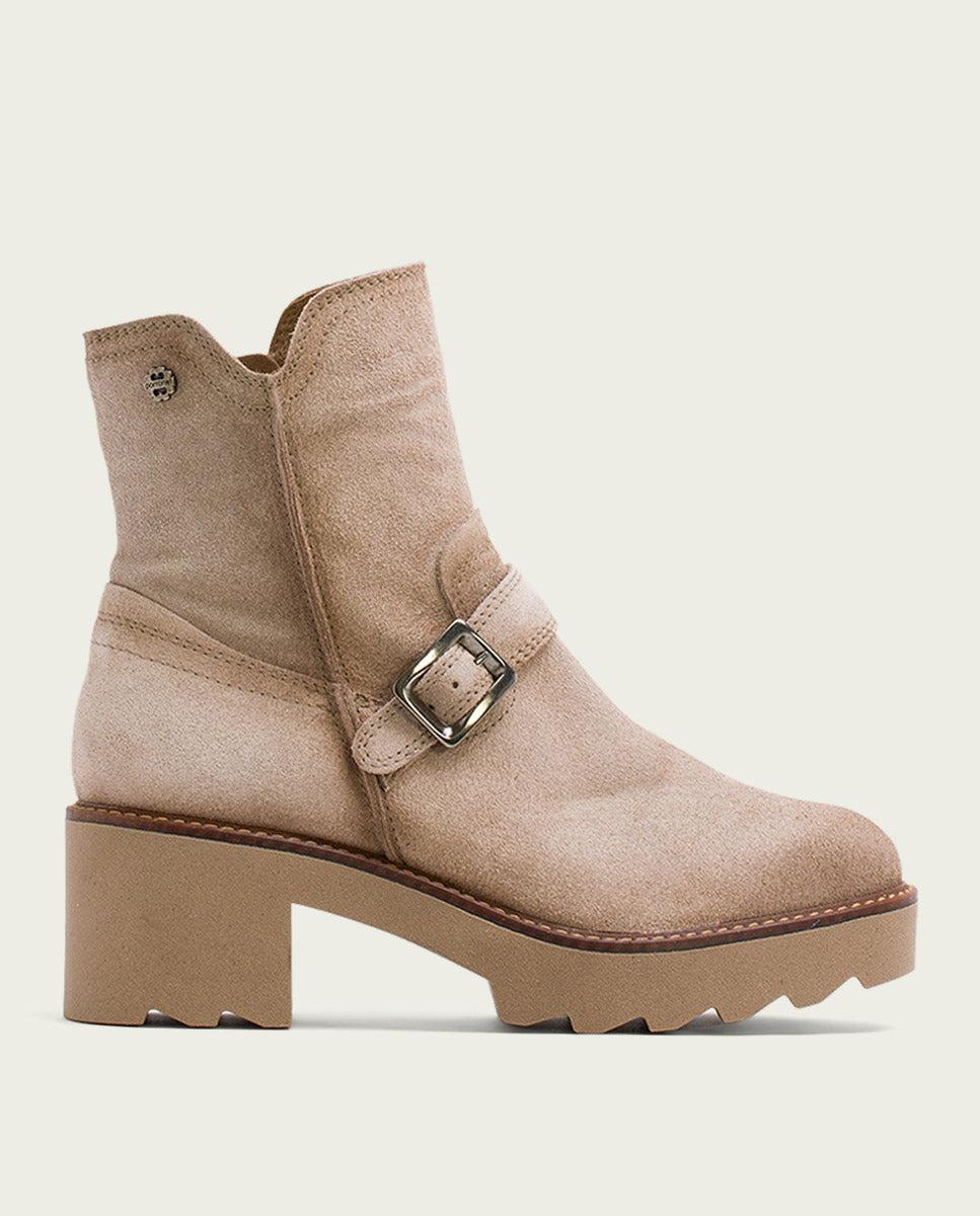 porronet BOTINES DE PIEL CON CREMALLERA ARENA MAR