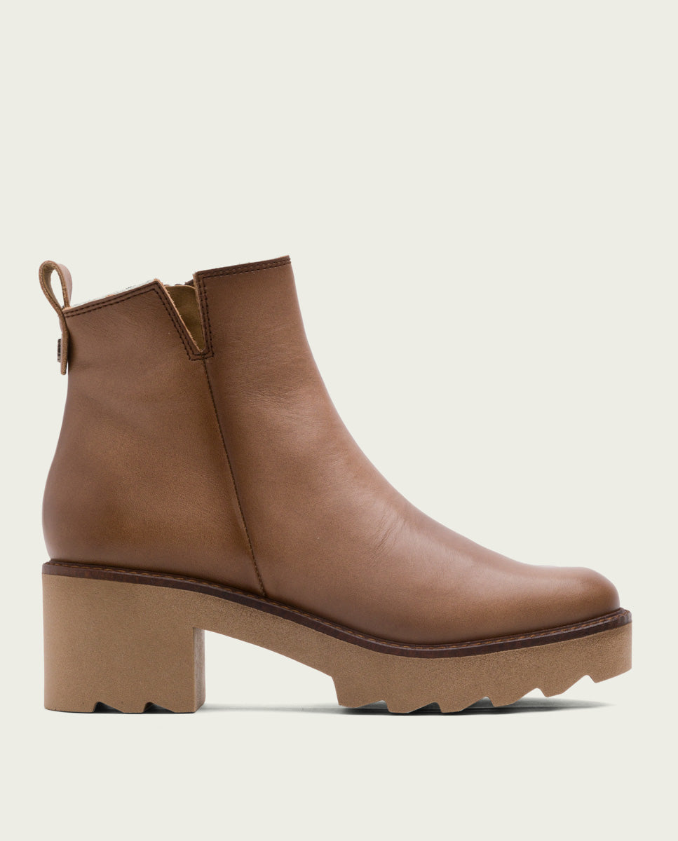 porronet BOTINES DE PIEL CON CREMALLERA TAUPE MILA