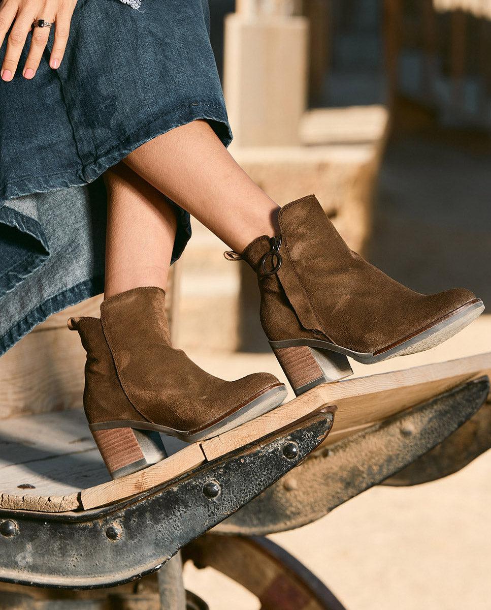 porronet BOTINES DE PIEL MOKA CON CREMALLERA JUNO