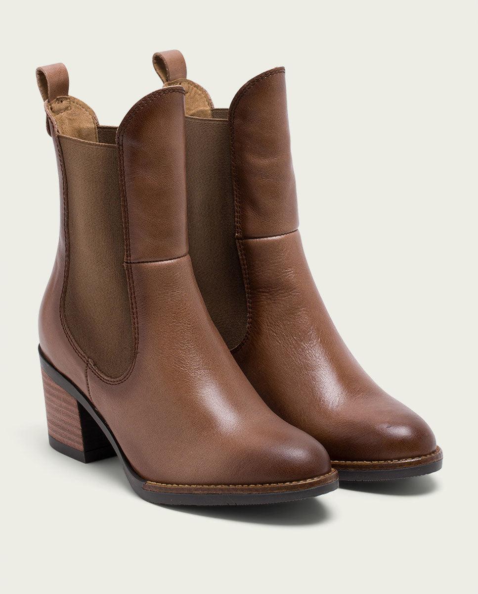 Porronet BOTINES DE PIEL TAUPE CON ELÁSTICOS JOY