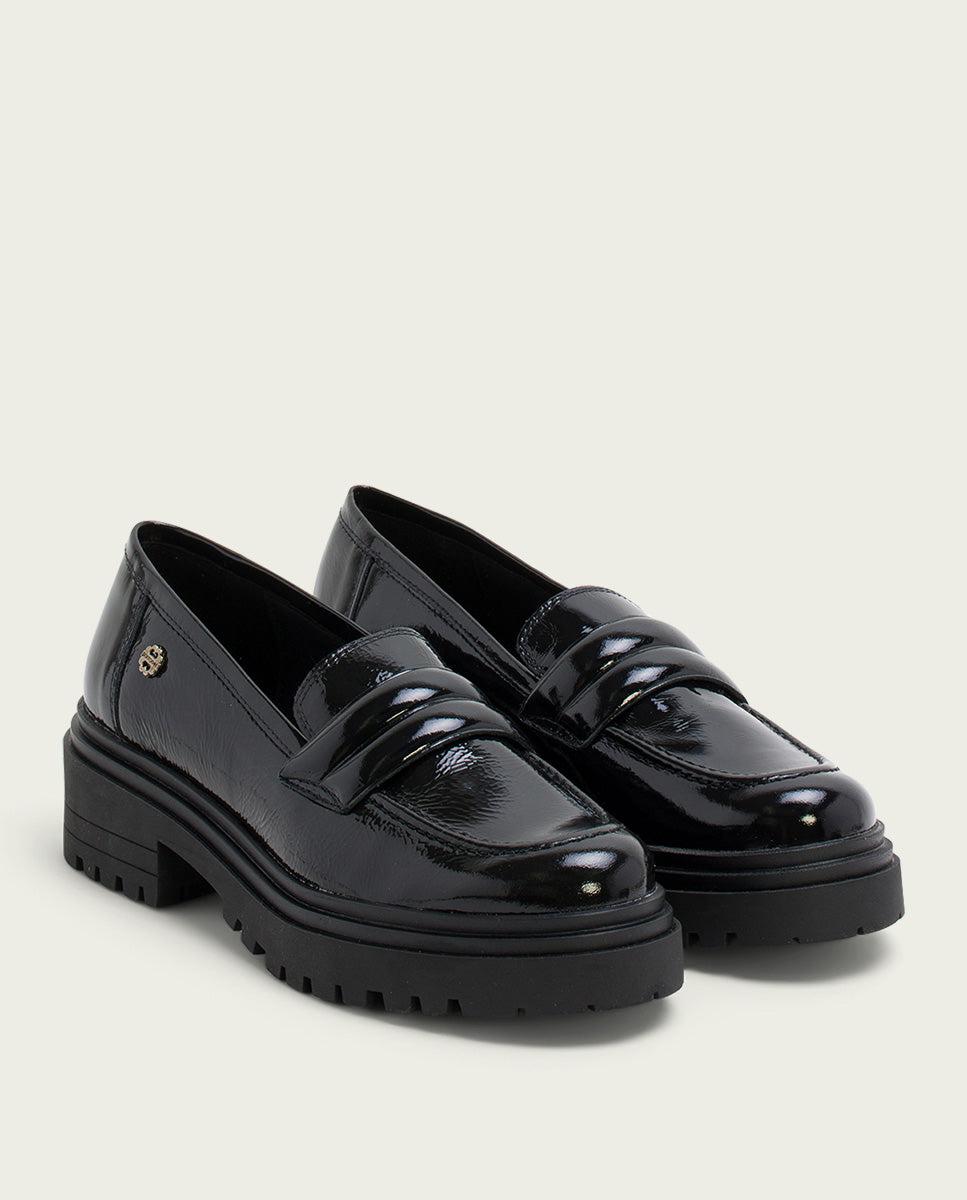 Porronet MOCASINES DE PIEL CHAROL NEGROS FAYE