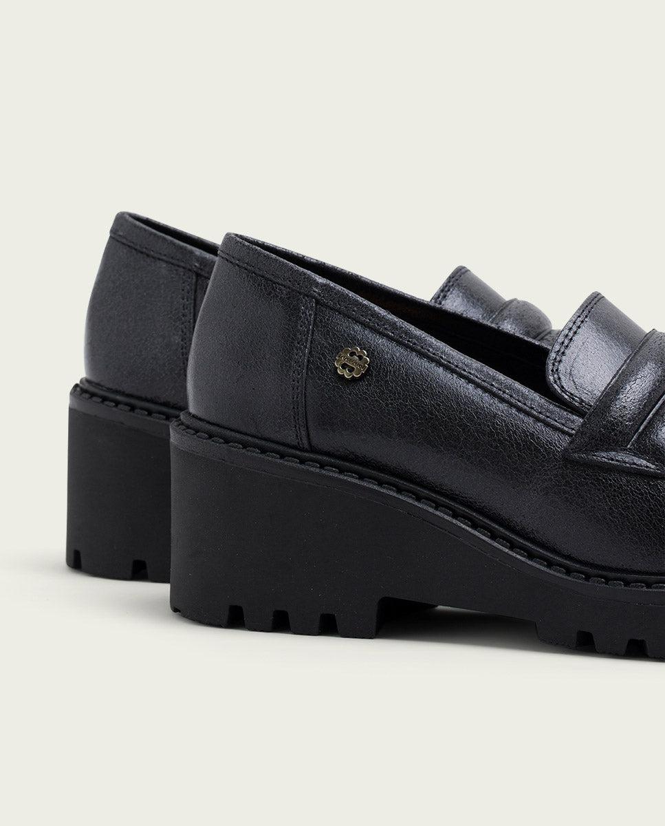 Porronet MOCASINES DE PIEL CON CUÑA NEGRA LARI