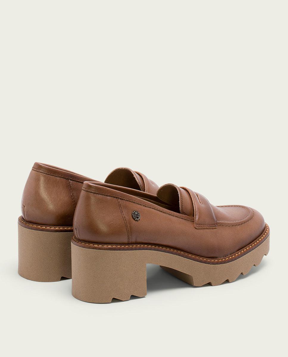 Porronet MOCASINES DE PIEL CON TACÓN TAUPE MABEL
