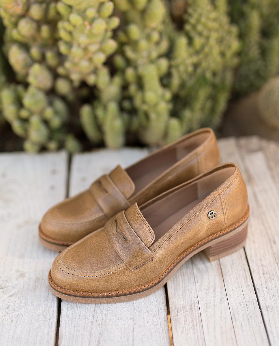 porronet MOCASINES DE PIEL TAUPE GALIA
