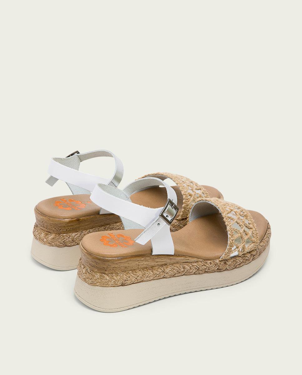Porronet SANDALIA CUÑA BLANCO PLATA FRISIA