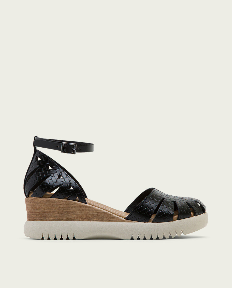 porronet SANDALIA CUÑA PIEL NEGRA EDNA