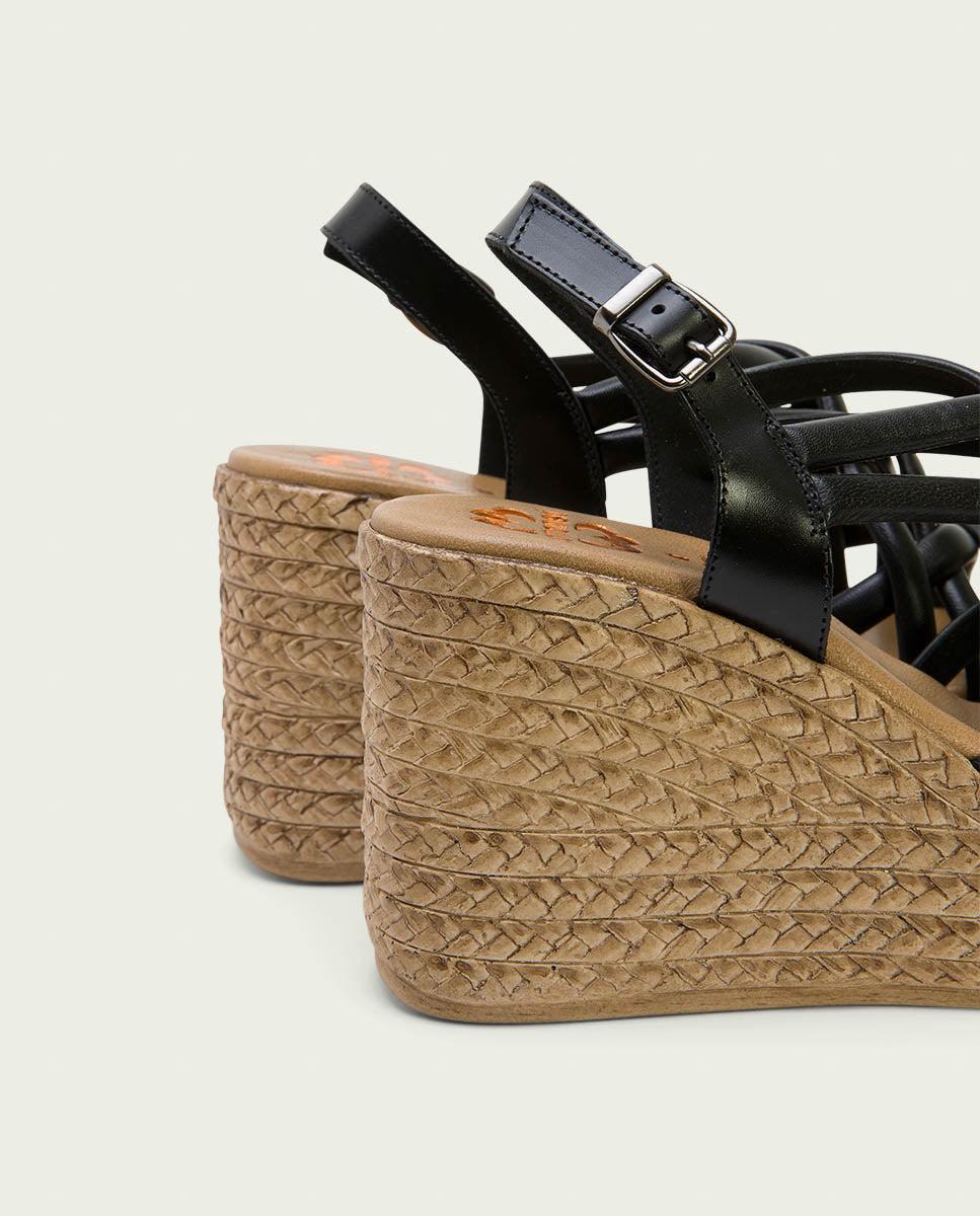 Porronet SANDALIA CUÑA PIEL NEGRA KIMI