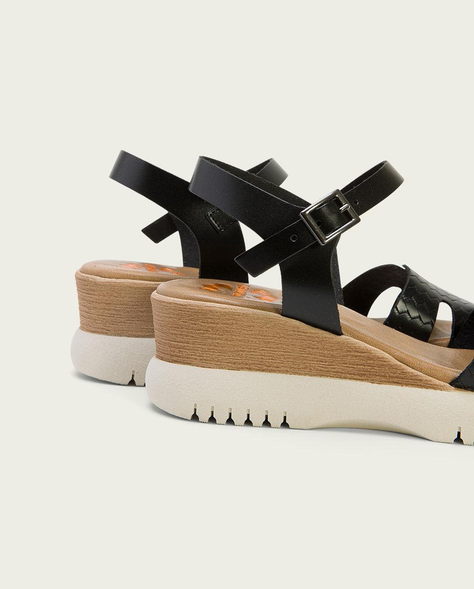 Porronet SANDALIA CUÑA PIEL NEGRO EDITH