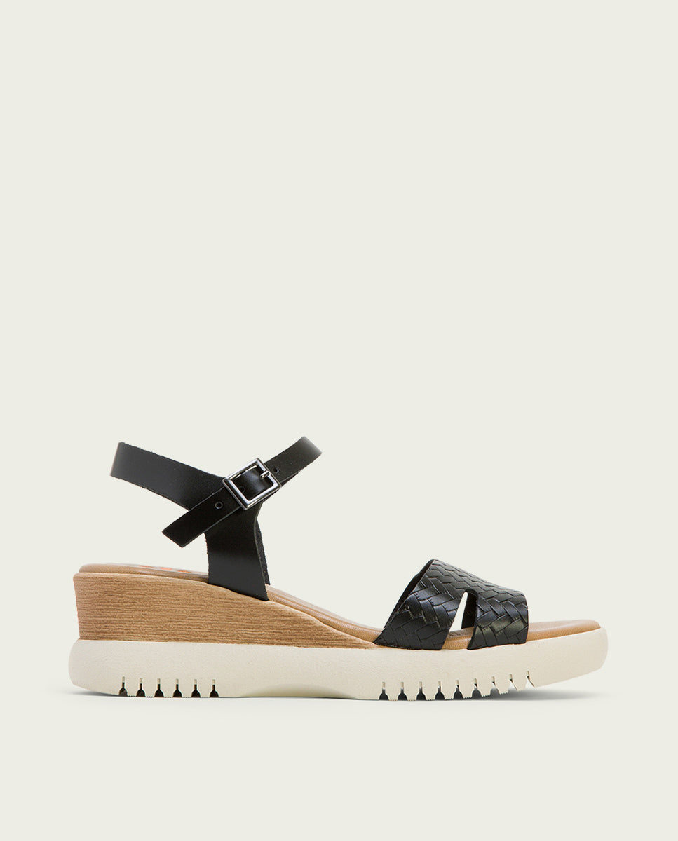 porronet SANDALIA CUÑA PIEL NEGRO EDITH