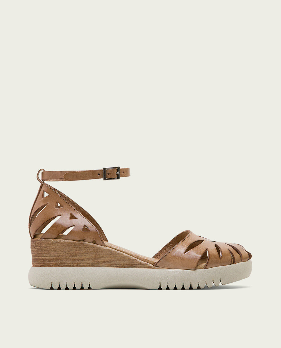 Porronet SANDALIA CUÑA PIEL TAUPE EBBA