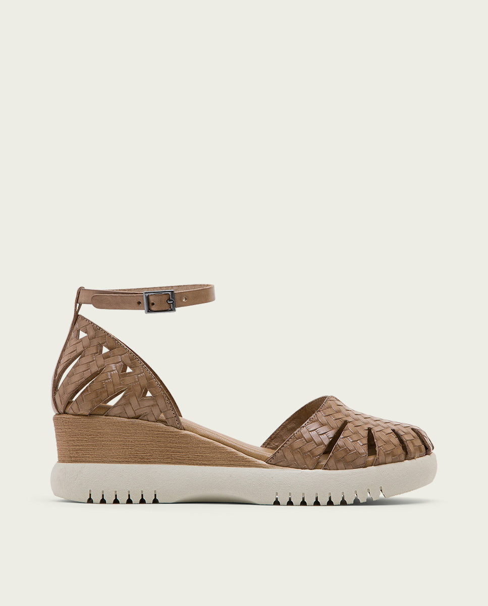 porronet SANDALIA CUÑA PIEL TAUPE EDNA