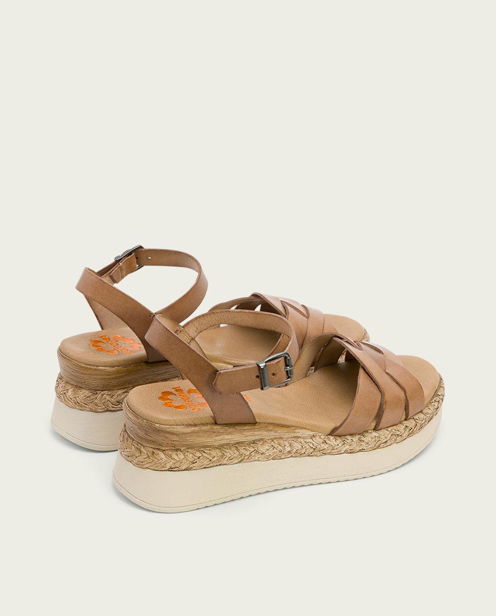 Porronet SANDALIA CUÑA PIEL TAUPE FRIDA