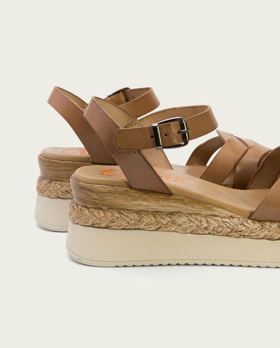 Porronet SANDALIA CUÑA PIEL TAUPE FRIDA