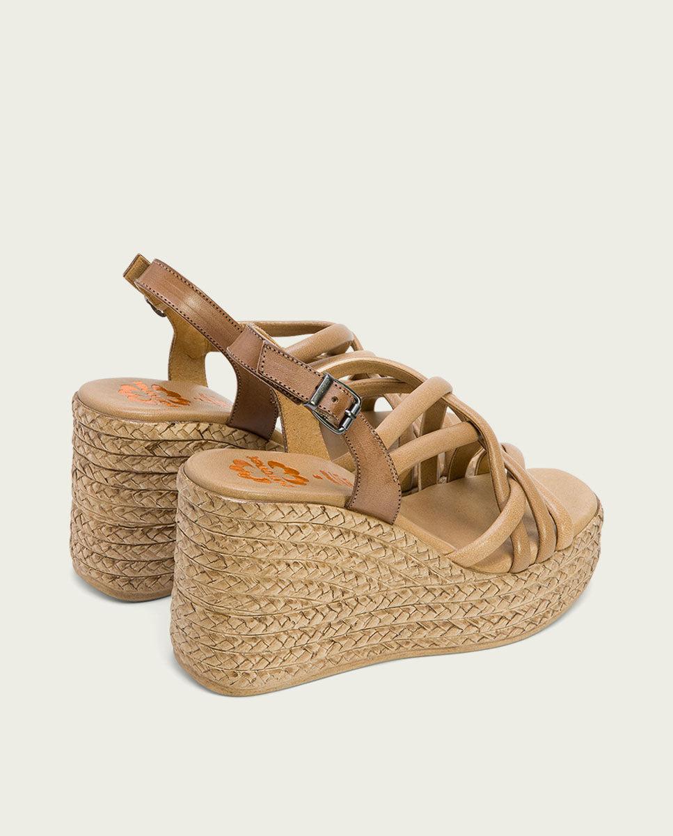 Porronet SANDALIA CUÑA PIEL TAUPE KIMI